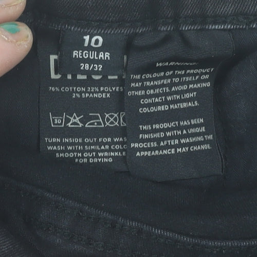 Diesel Womens Black Skinny Regular Fit Jeans Size 10 Denim Stretch