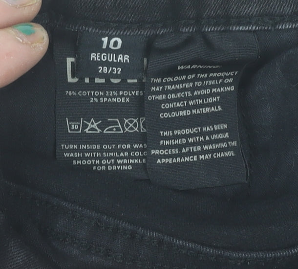 Diesel Womens Black Skinny Regular Fit Jeans Size 10 Denim Stretch