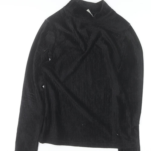 St. Bernard Women's Black Velvet Mock Neck Long Sleeve Jumper Size 14