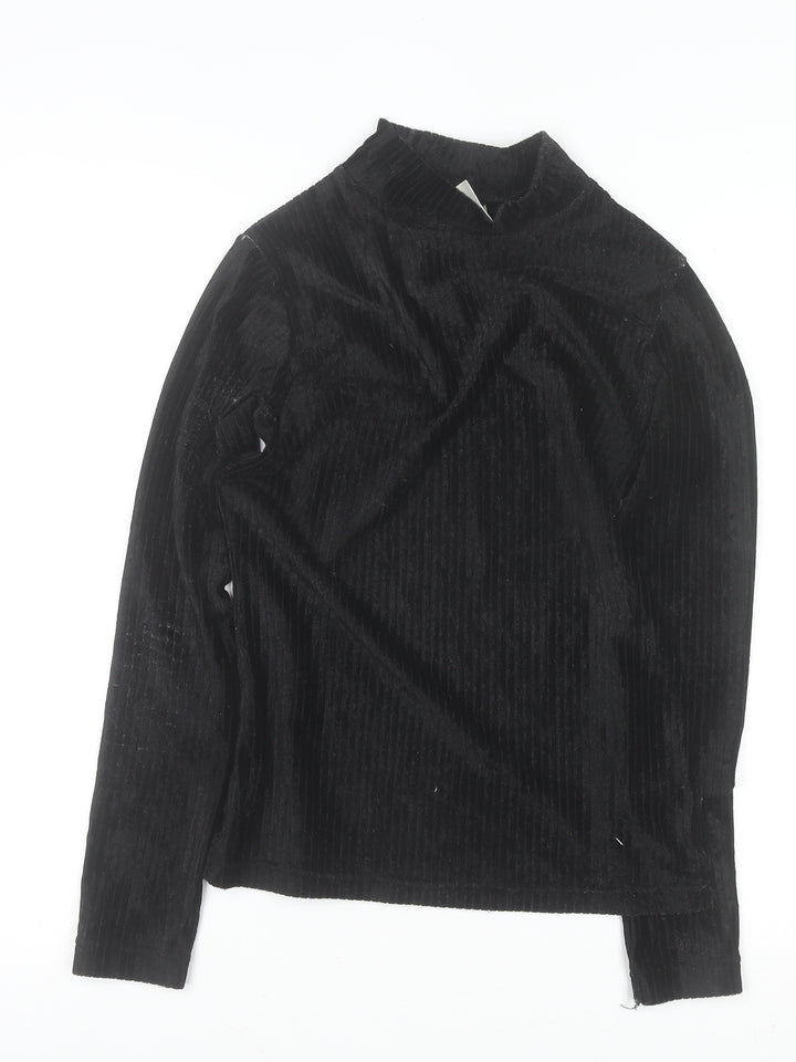 St. Bernard Women's Black Velvet Mock Neck Long Sleeve Jumper Size 14