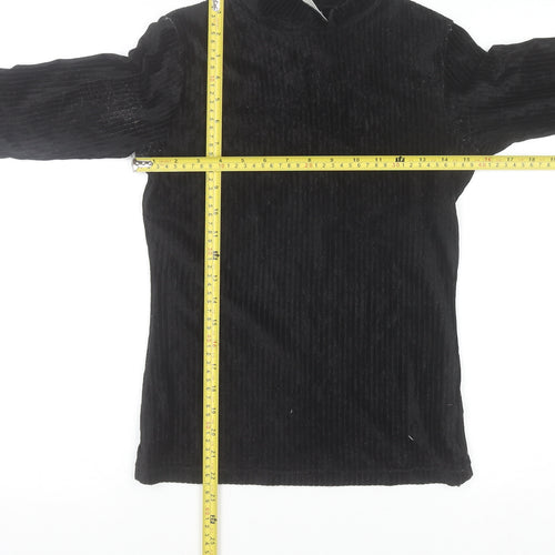 St. Bernard Women's Black Velvet Mock Neck Long Sleeve Jumper Size 14