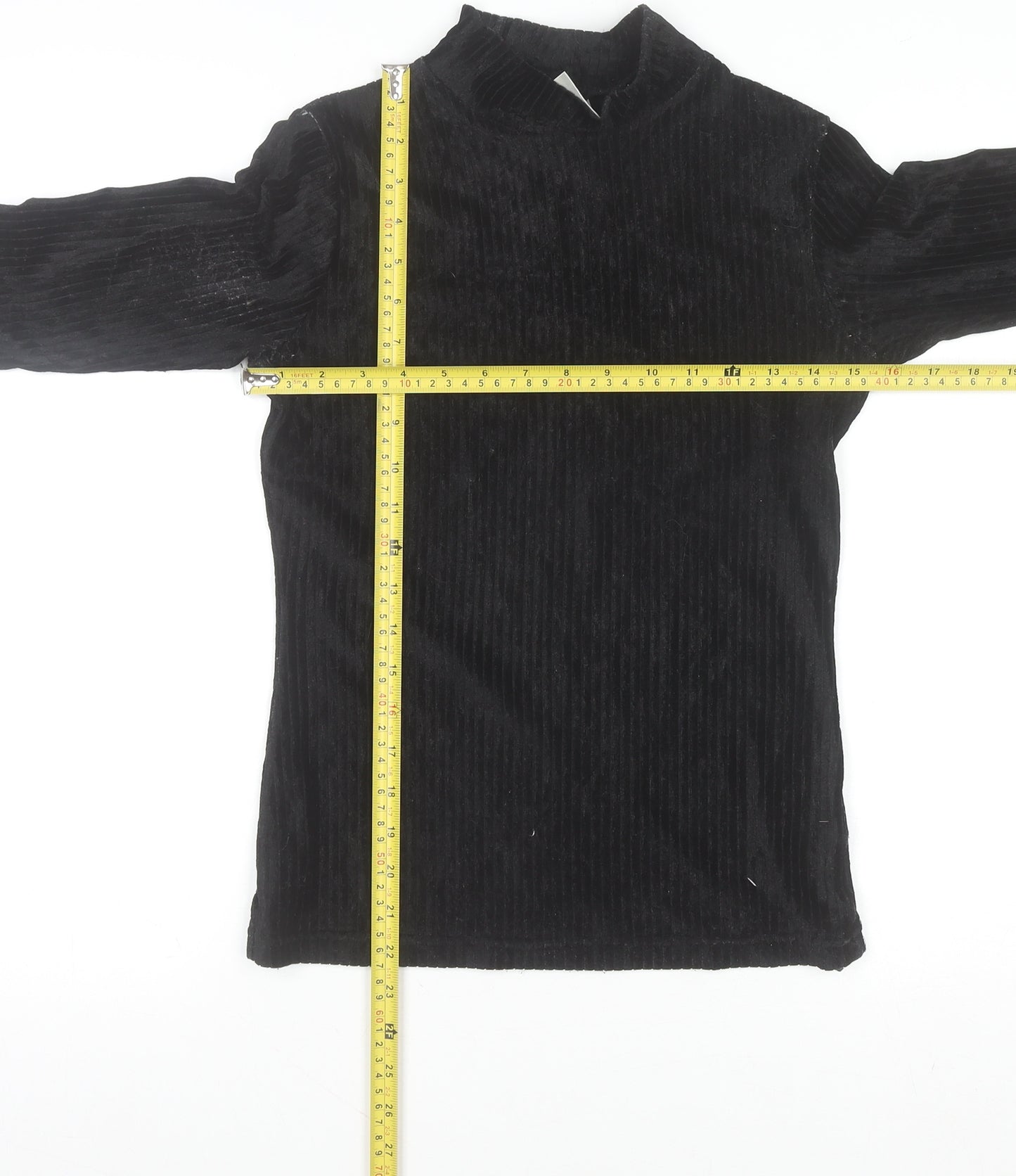 St. Bernard Women's Black Velvet Mock Neck Long Sleeve Jumper Size 14