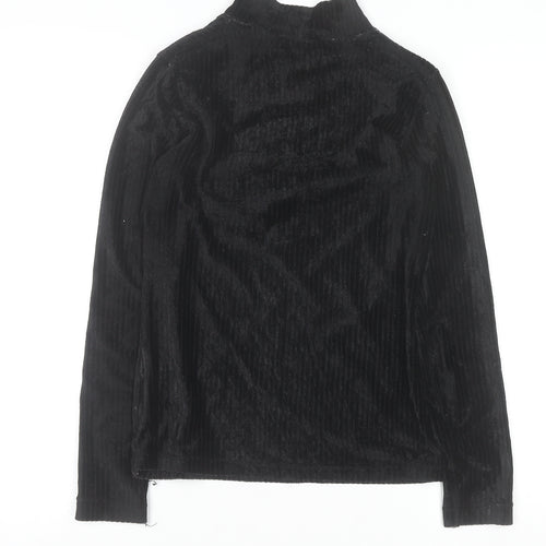 St. Bernard Women's Black Velvet Mock Neck Long Sleeve Jumper Size 14