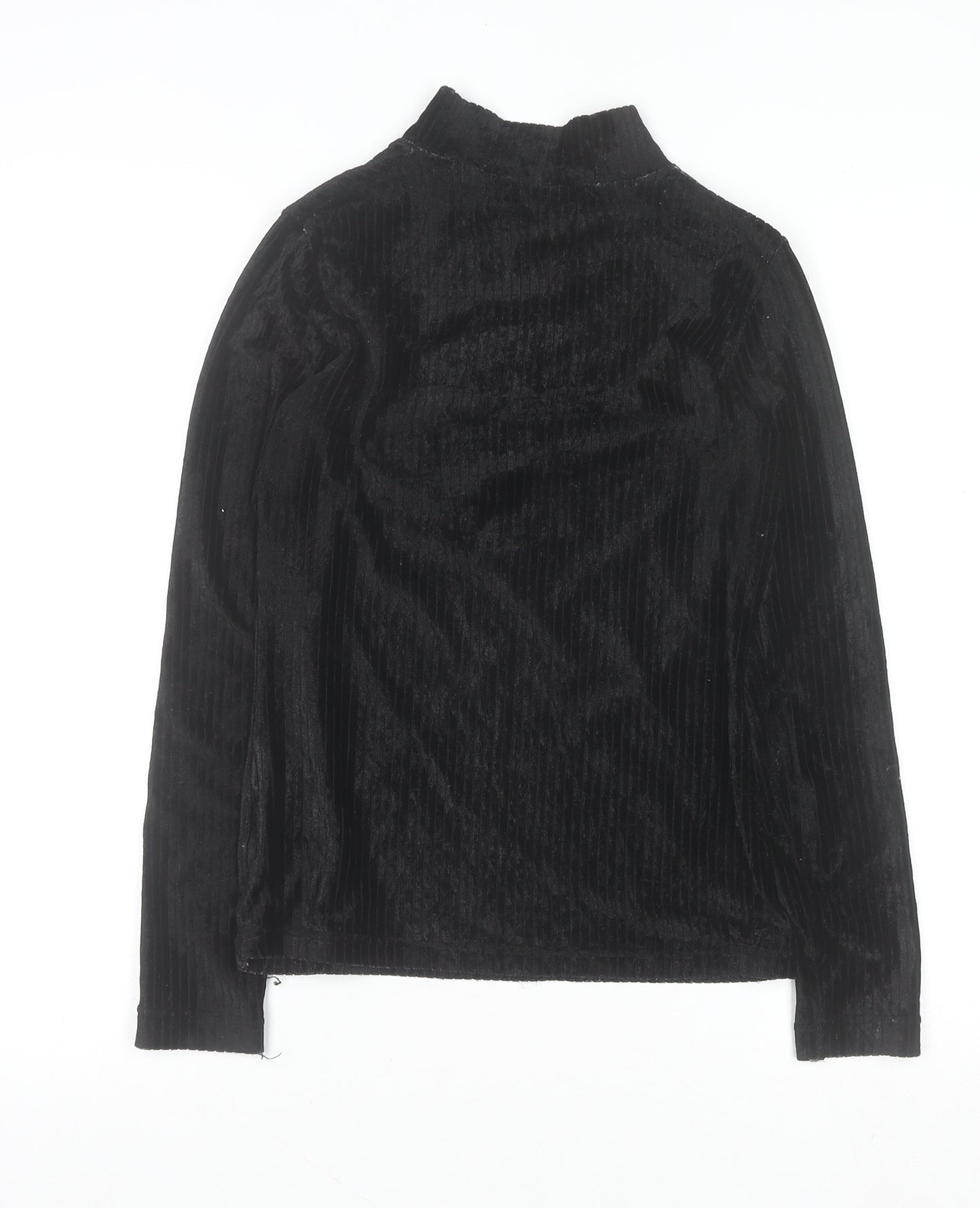 St. Bernard Women's Black Velvet Mock Neck Long Sleeve Jumper Size 14
