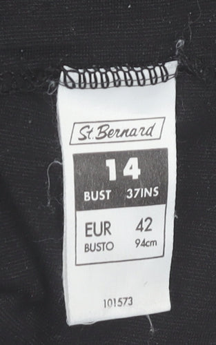 St. Bernard Women's Black Velvet Mock Neck Long Sleeve Jumper Size 14