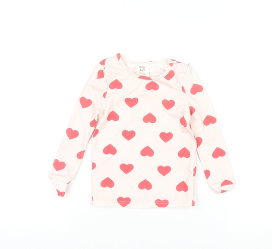 Cozy Cub Girls Ivory Long Sleeve Heart Print Cotton T-Shirt 3 Years
