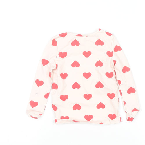 Cozy Cub Girls Ivory Long Sleeve Heart Print Cotton T-Shirt 3 Years