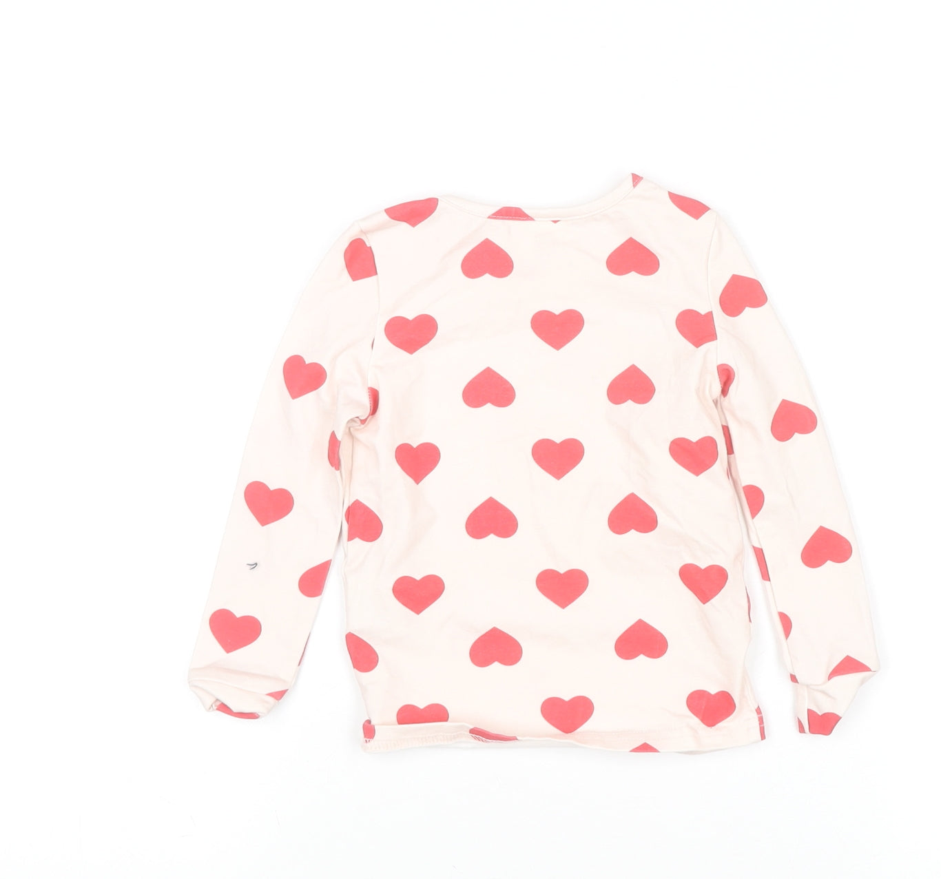 Cozy Cub Girls Ivory Long Sleeve Heart Print Cotton T-Shirt 3 Years