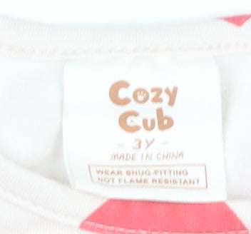 Cozy Cub Girls Ivory Long Sleeve Heart Print Cotton T-Shirt 3 Years