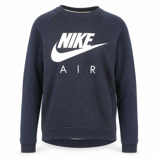 Front view of Nike men’s blue xs pullover sweatshirt crew neck logo regular fit