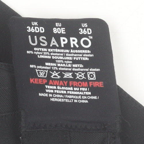 USA Pro Women’s Black 36DD Sports Bra High Support Nylon Blend