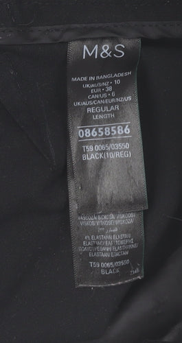 Marks and Spencer Womens Black Size 10 Regular Straight Leg Trousers