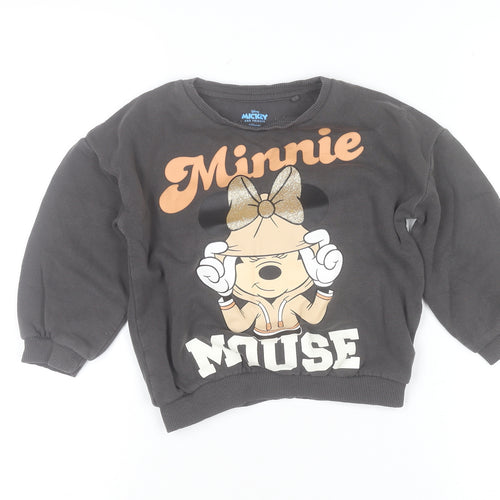 Disney Girls Black Minnie Mouse Glitter Pullover Sweatshirt 18-24 Months