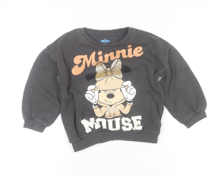 Disney Girls Black Minnie Mouse Glitter Pullover Sweatshirt 18-24 Months