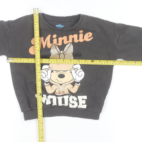 Disney Girls Black Minnie Mouse Glitter Pullover Sweatshirt 18-24 Months