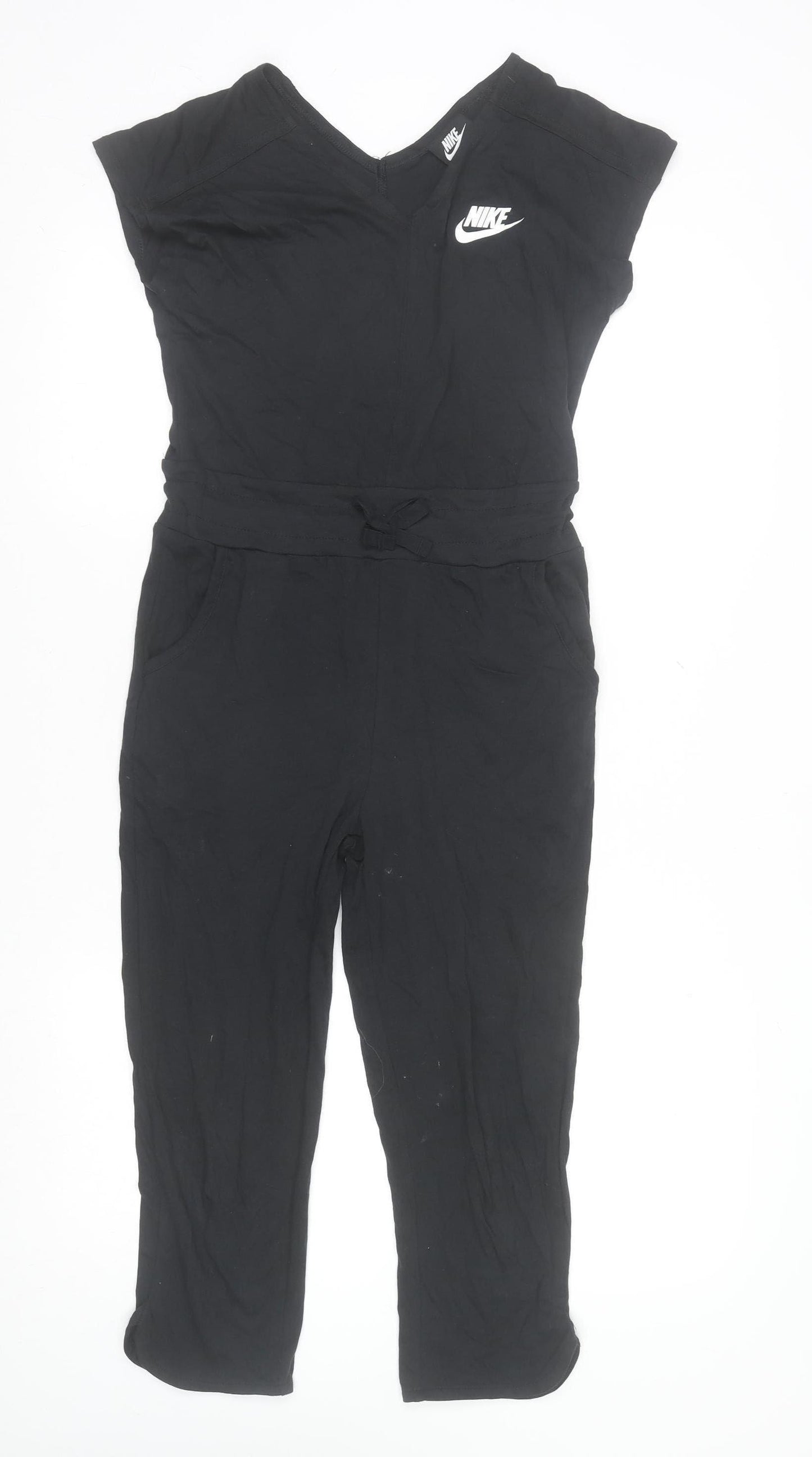 Nike Black Short Sleeve Cotton Stretch Jumpsuit M Teens Sportswear