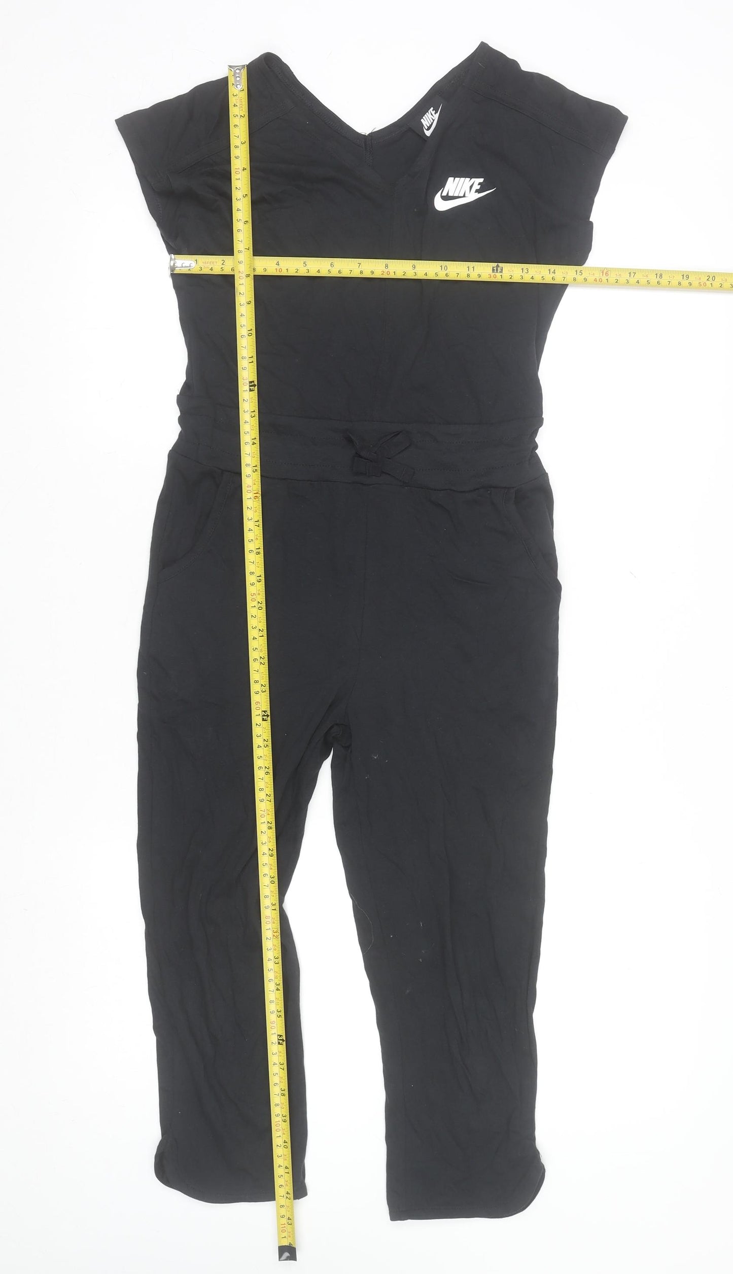 Nike Black Short Sleeve Cotton Stretch Jumpsuit M Teens Sportswear