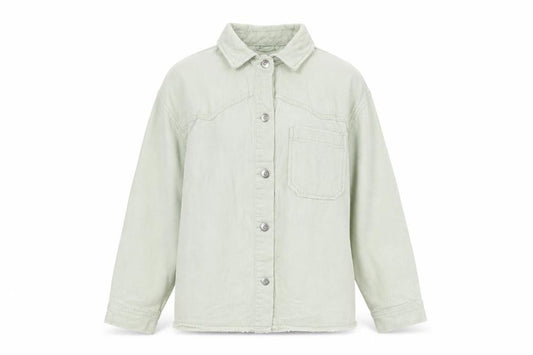 Front view of Zara women’s green cotton buttoned casual jacket, size S