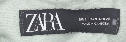Zara Womens Green Cotton Buttoned Casual Jacket Size S
