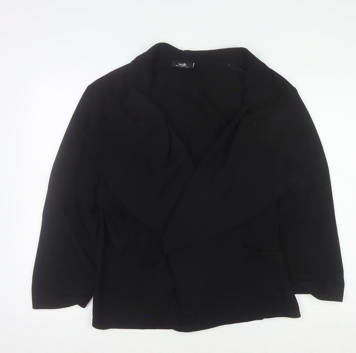Wallis Women Black Size 18 Collared Open Cardigan