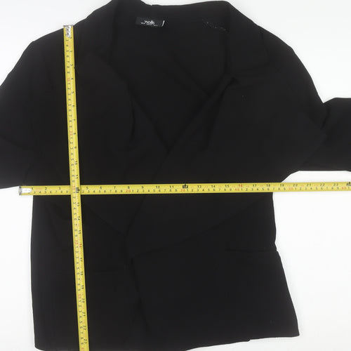 Wallis Women Black Size 18 Collared Open Cardigan