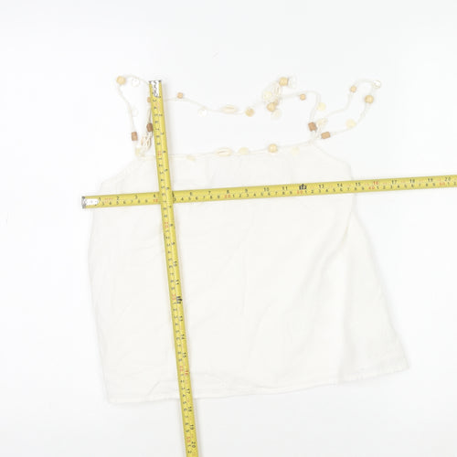 ZARA Women White Beaded Strap Camisole Tank Top XS