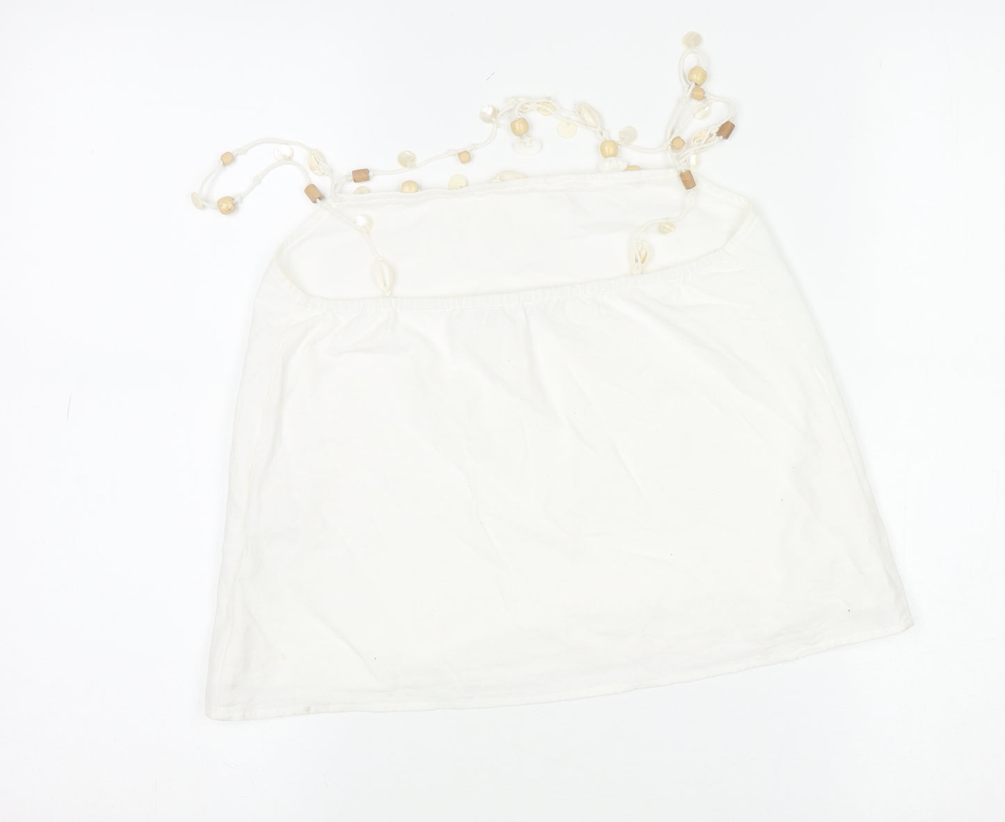 ZARA Women White Beaded Strap Camisole Tank Top XS