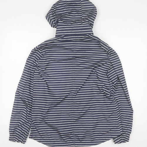 Fat Face Women's Blue Striped Hooded Rain Jacket Size 8