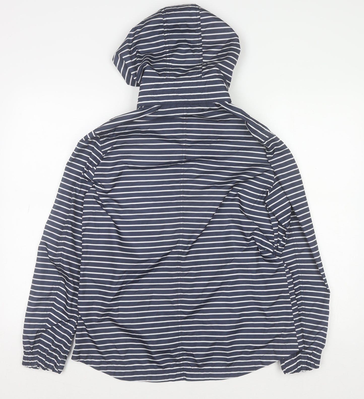 Fat Face Women's Blue Striped Hooded Rain Jacket Size 8