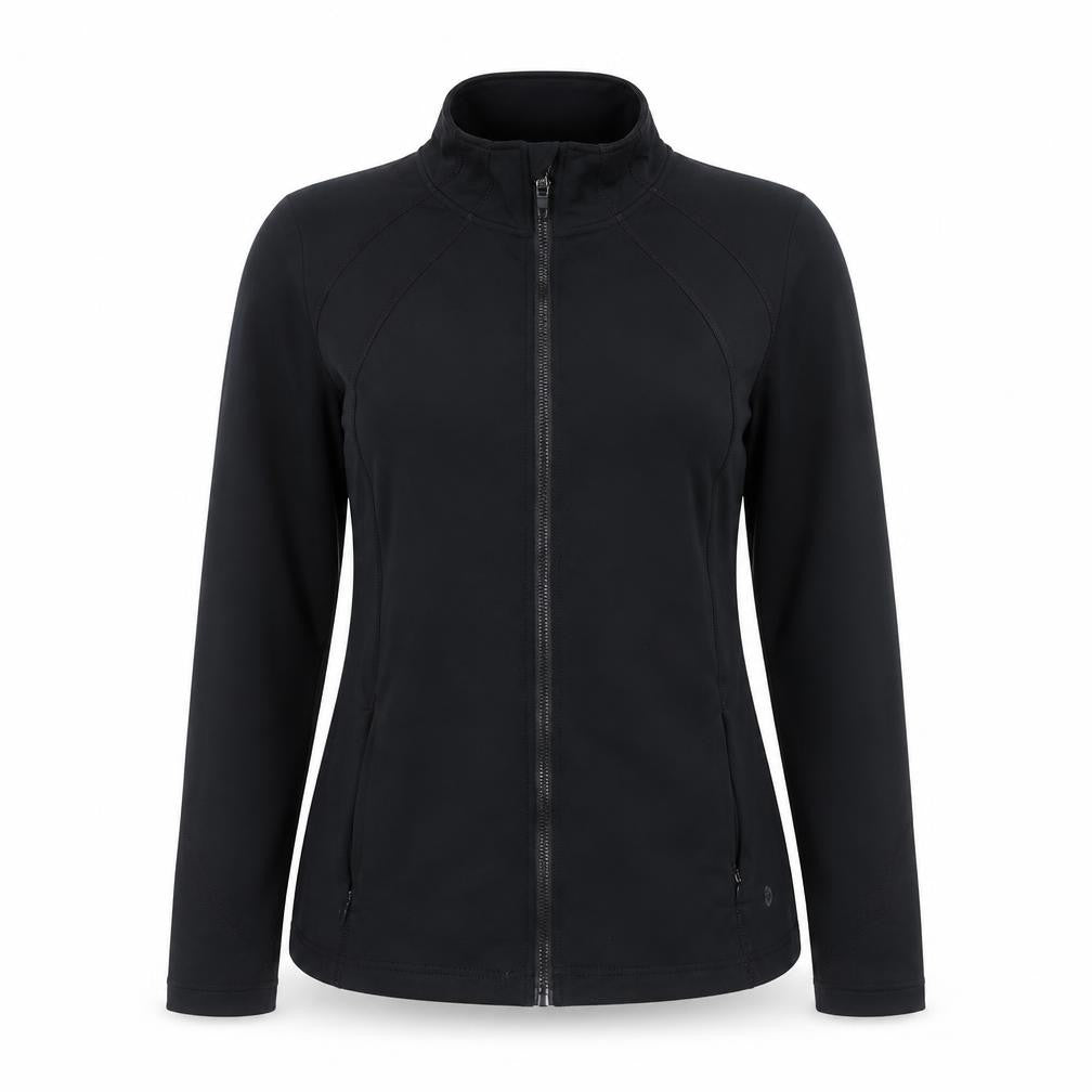 Front view of Dunnes Women’s Black Softshell Track Jacket, size S