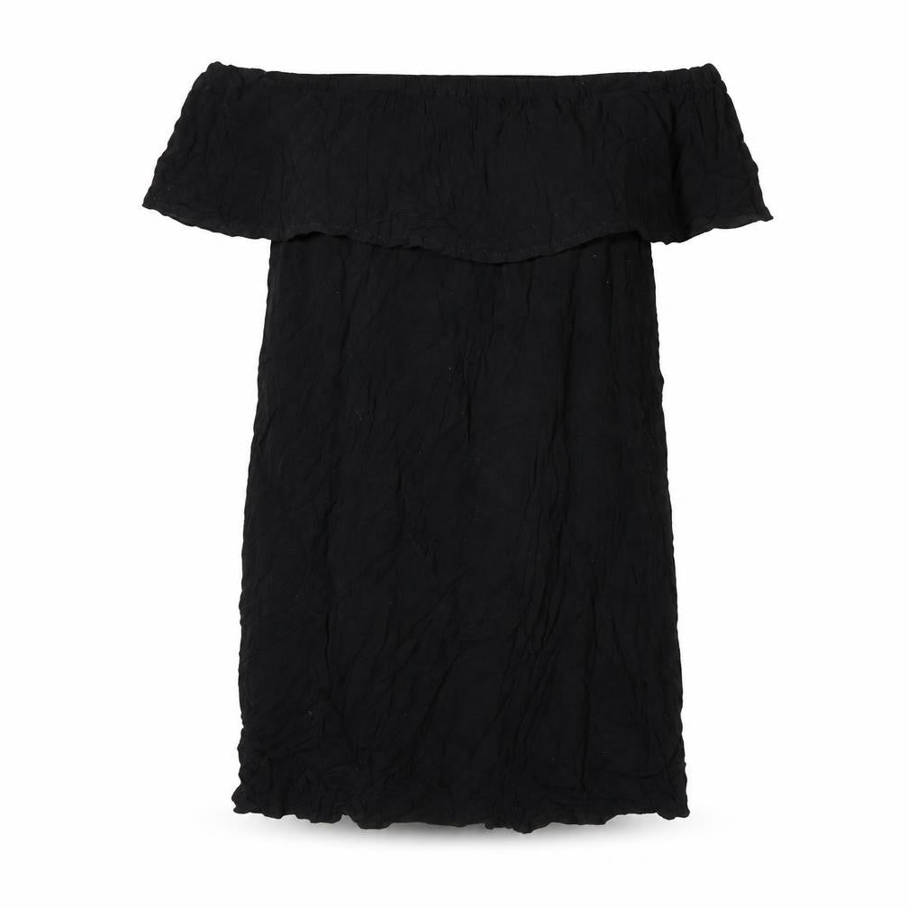 Front view of Cotton On Women's Black Off Shoulder Blouse, size M, Lightweight Casual