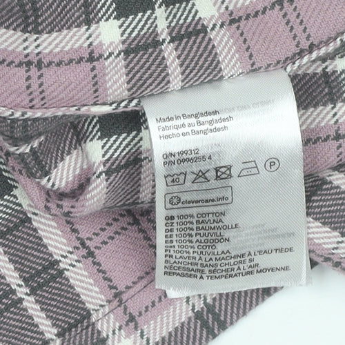 H&M Men's Pink Checked Flannel Relaxed Fit Long Sleeve Shirt L