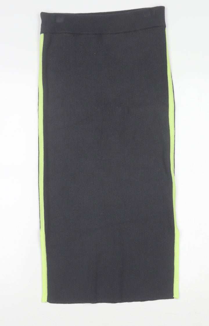 Anthropologie Women's Grey Ribbed Knit Midi Pencil Skirt Size S
