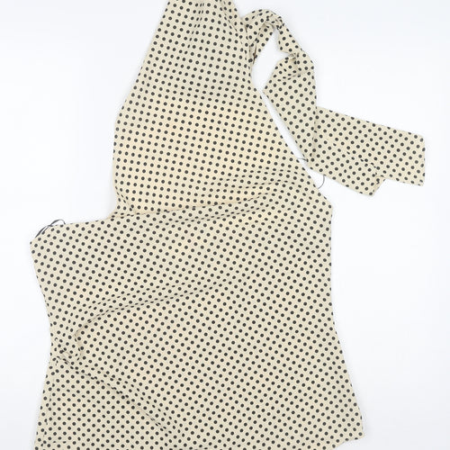 H&M Women’s Beige Polka Dot One Shoulder Wrap Blouse Size L