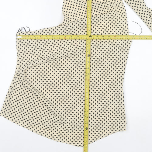H&M Women’s Beige Polka Dot One Shoulder Wrap Blouse Size L