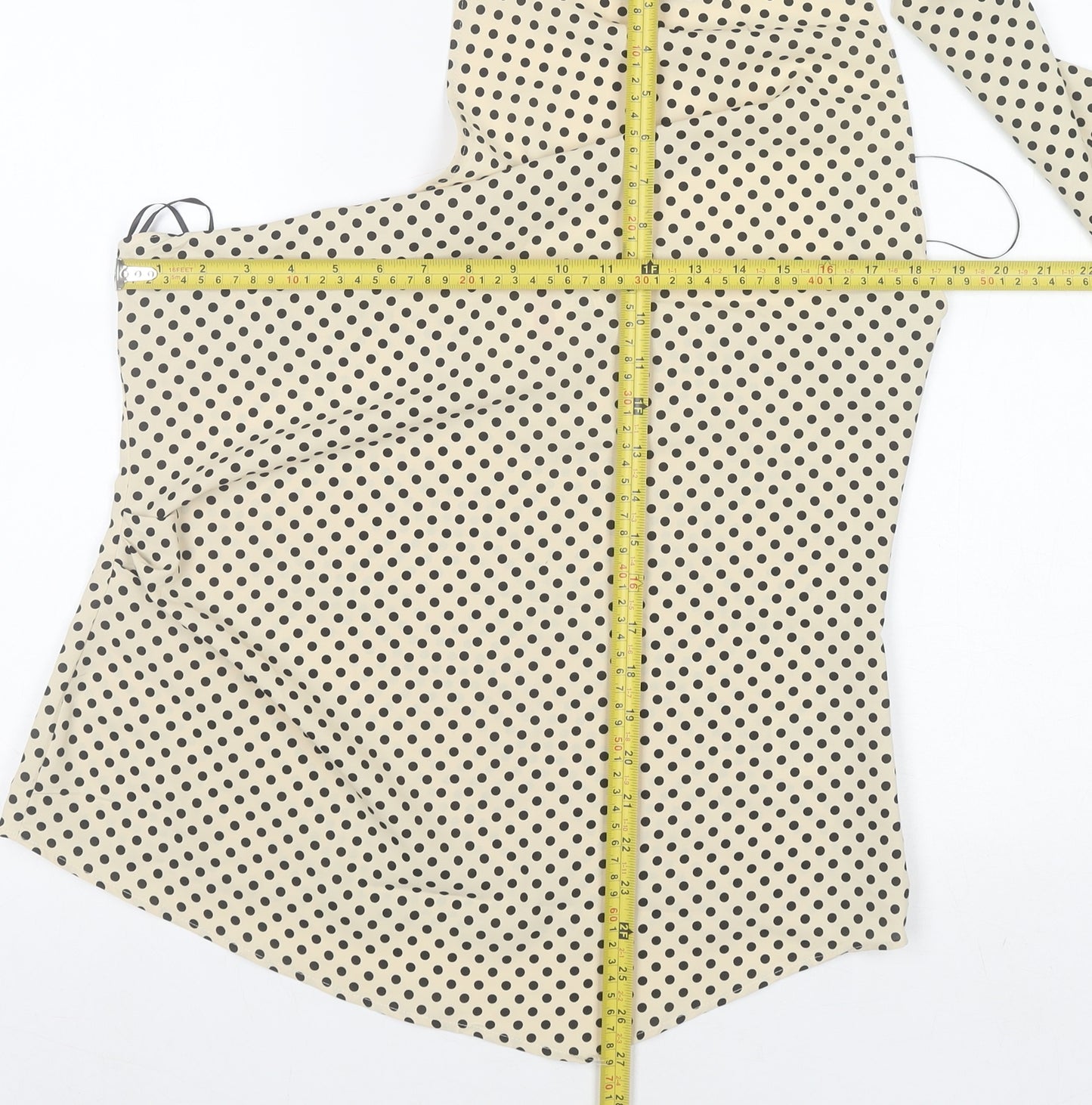 H&M Women’s Beige Polka Dot One Shoulder Wrap Blouse Size L