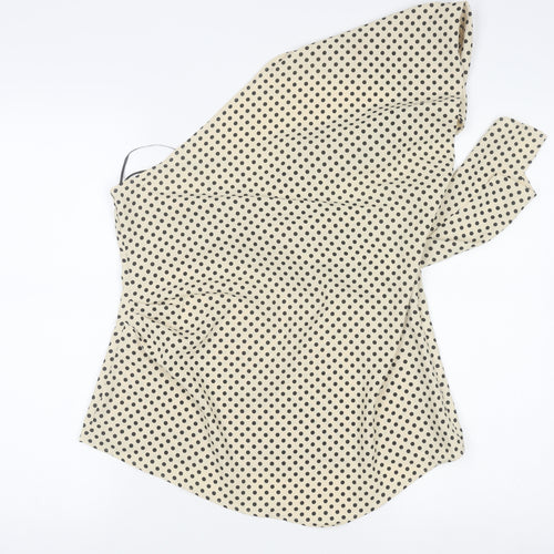 H&M Women’s Beige Polka Dot One Shoulder Wrap Blouse Size L