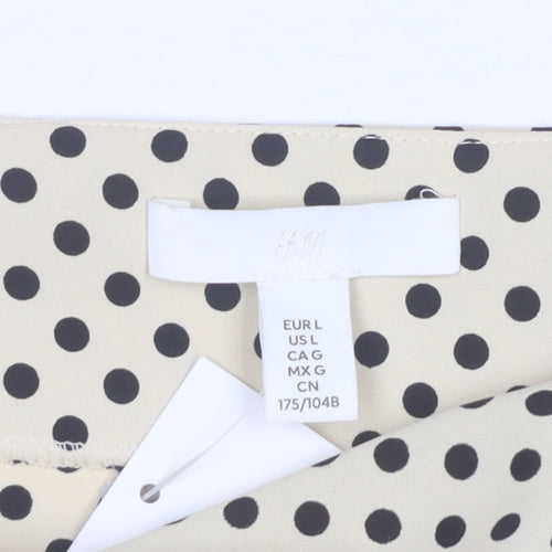 H&M Women’s Beige Polka Dot One Shoulder Wrap Blouse Size L