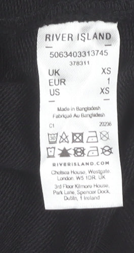 River Island Womens Black XS Pullover Hoodie 100% Cotton