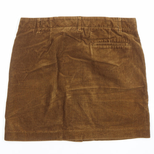 Uniqlo Women Brown Corduroy A-Line Button Skirt Size 10