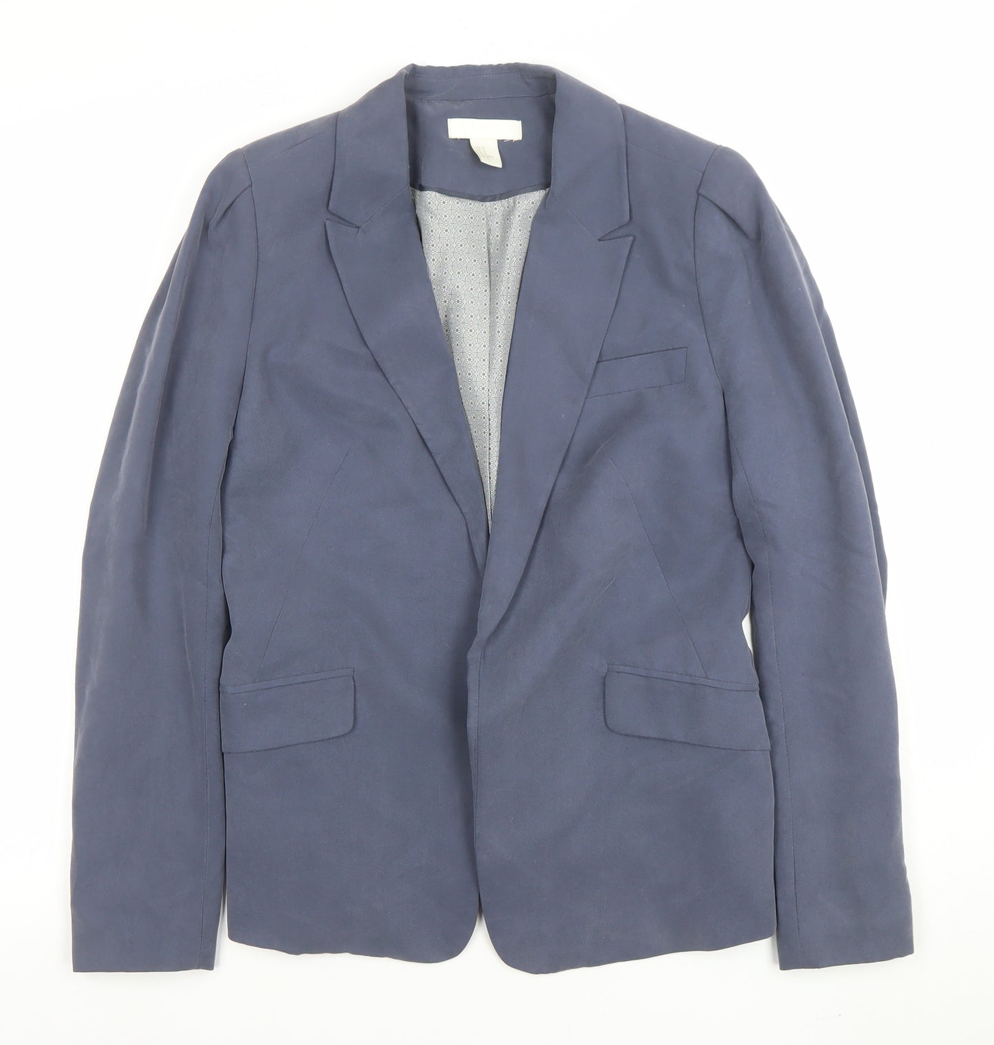 H&M Women Blue Single-Breasted Blazer UK 12 Viscose Blend