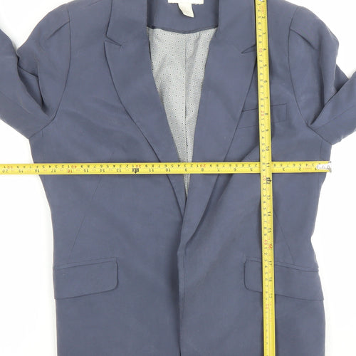 H&M Women Blue Single-Breasted Blazer UK 12 Viscose Blend
