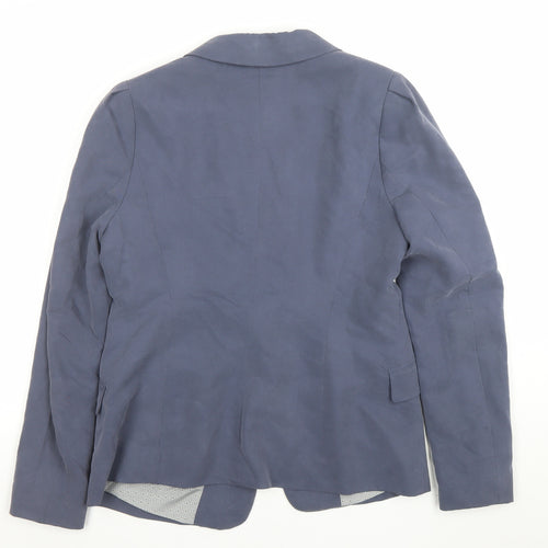 H&M Women Blue Single-Breasted Blazer UK 12 Viscose Blend