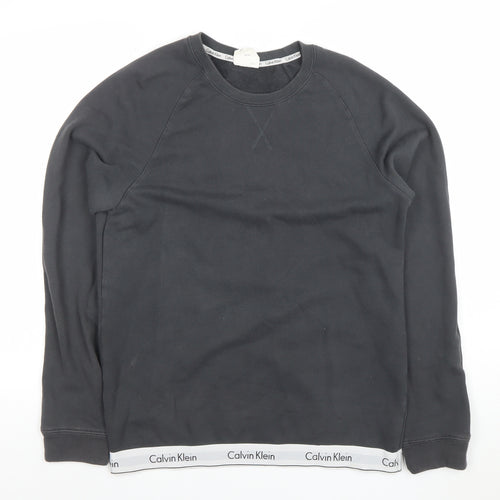 Calvin Klein Womens Black Cotton Blend Crew Neck Sweatshirt M
