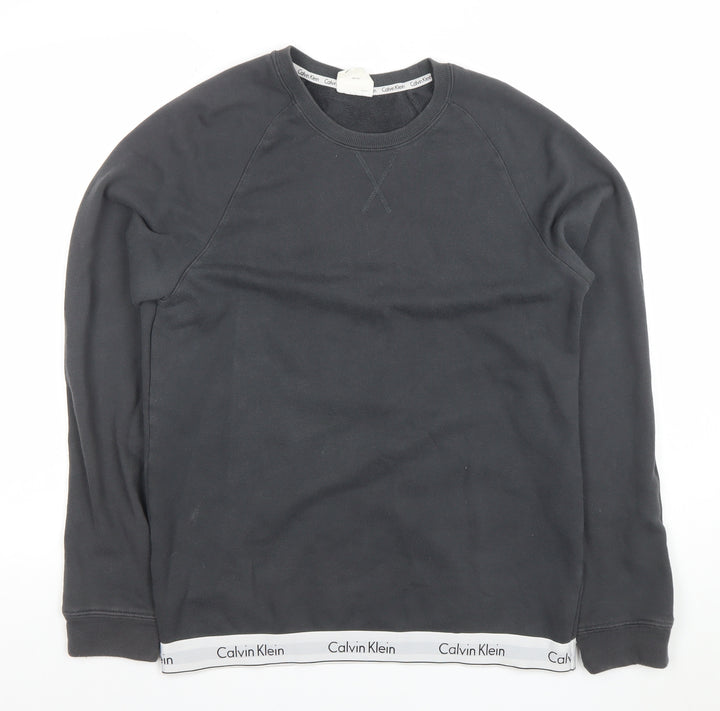 Calvin Klein Womens Black Cotton Blend Crew Neck Sweatshirt M