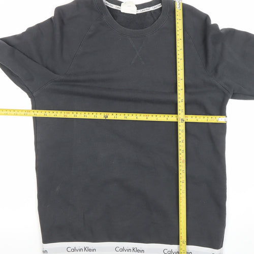 Calvin Klein Womens Black Cotton Blend Crew Neck Sweatshirt M