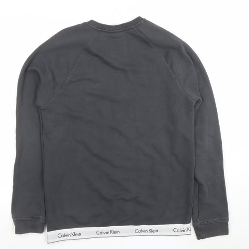 Calvin Klein Womens Black Cotton Blend Crew Neck Sweatshirt M
