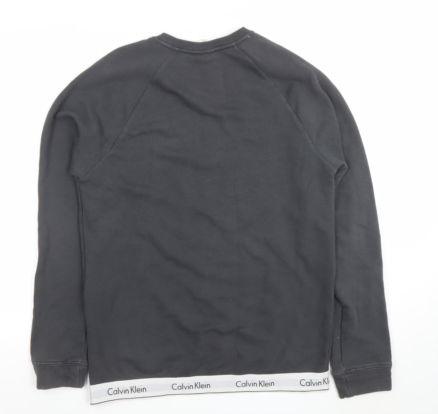 Calvin Klein Womens Black Cotton Blend Crew Neck Sweatshirt M