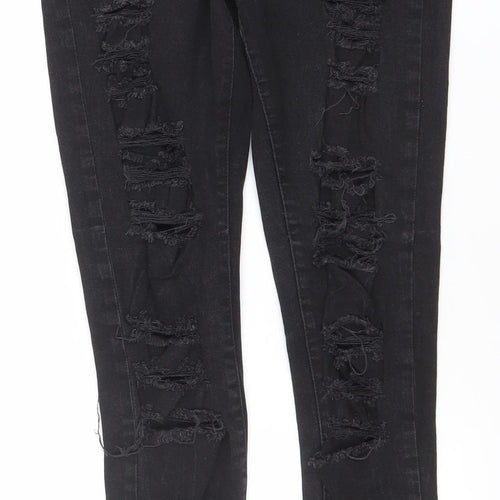 Denim Co. Womens Black Skinny Distressed Jeans Size 12