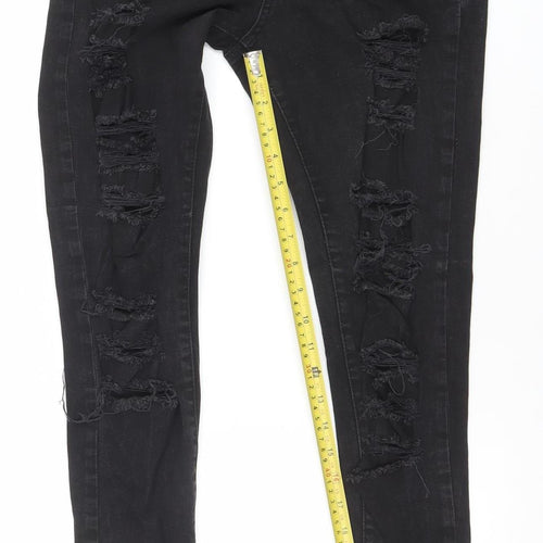 Denim Co. Womens Black Skinny Distressed Jeans Size 12